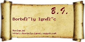 Borbély Ignác névjegykártya